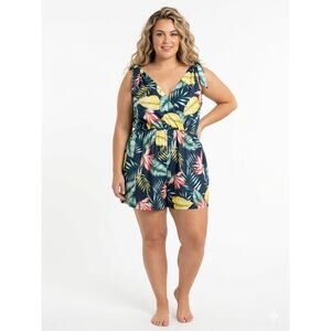 SHEIN Women's Romper XL Floral Polyester  Tropical Summer Lightweight Teal